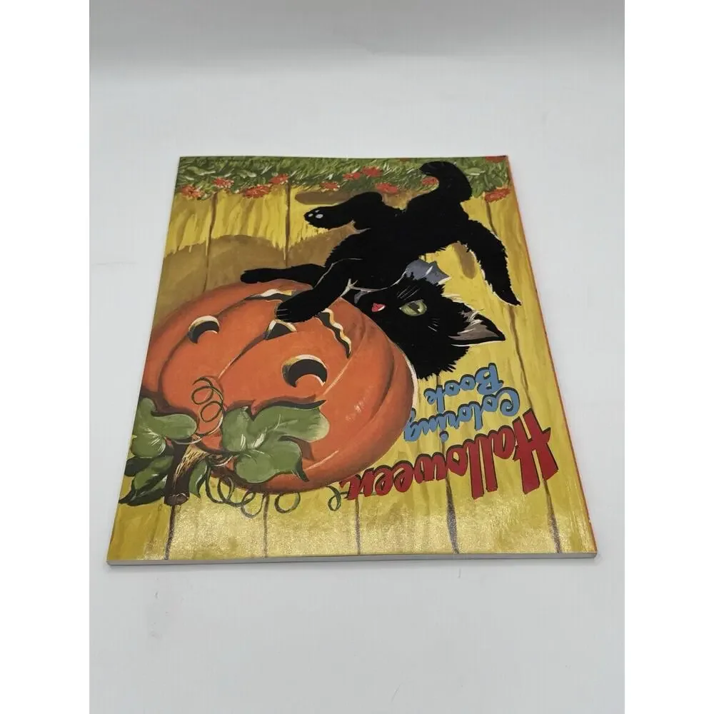 Golden Books Halloween Coloring Book Black Cat Pumpkin Fuzzy Velvet Cover
